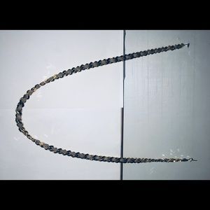 Gold Tone Interwoven with Tan Leather Necklace 47 1/2” Long